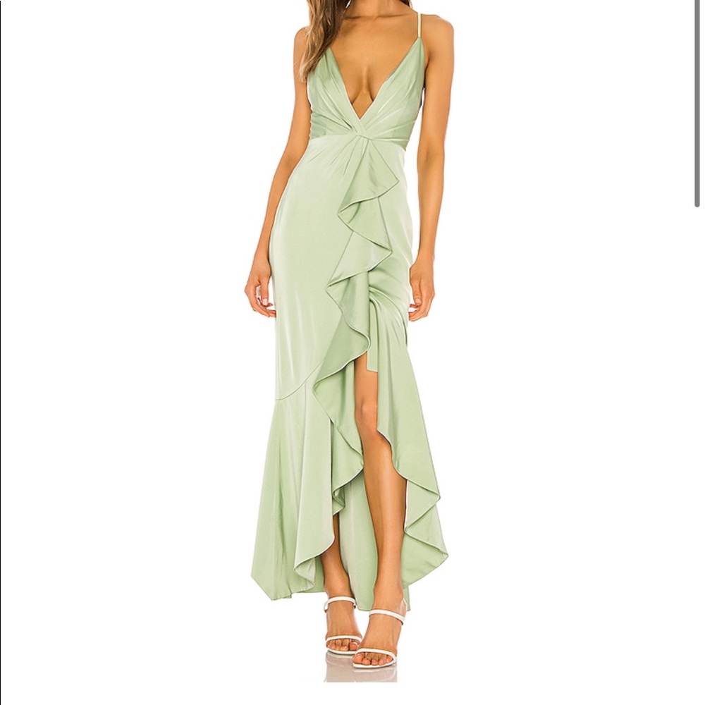 Never worn green high low dress from Revolve